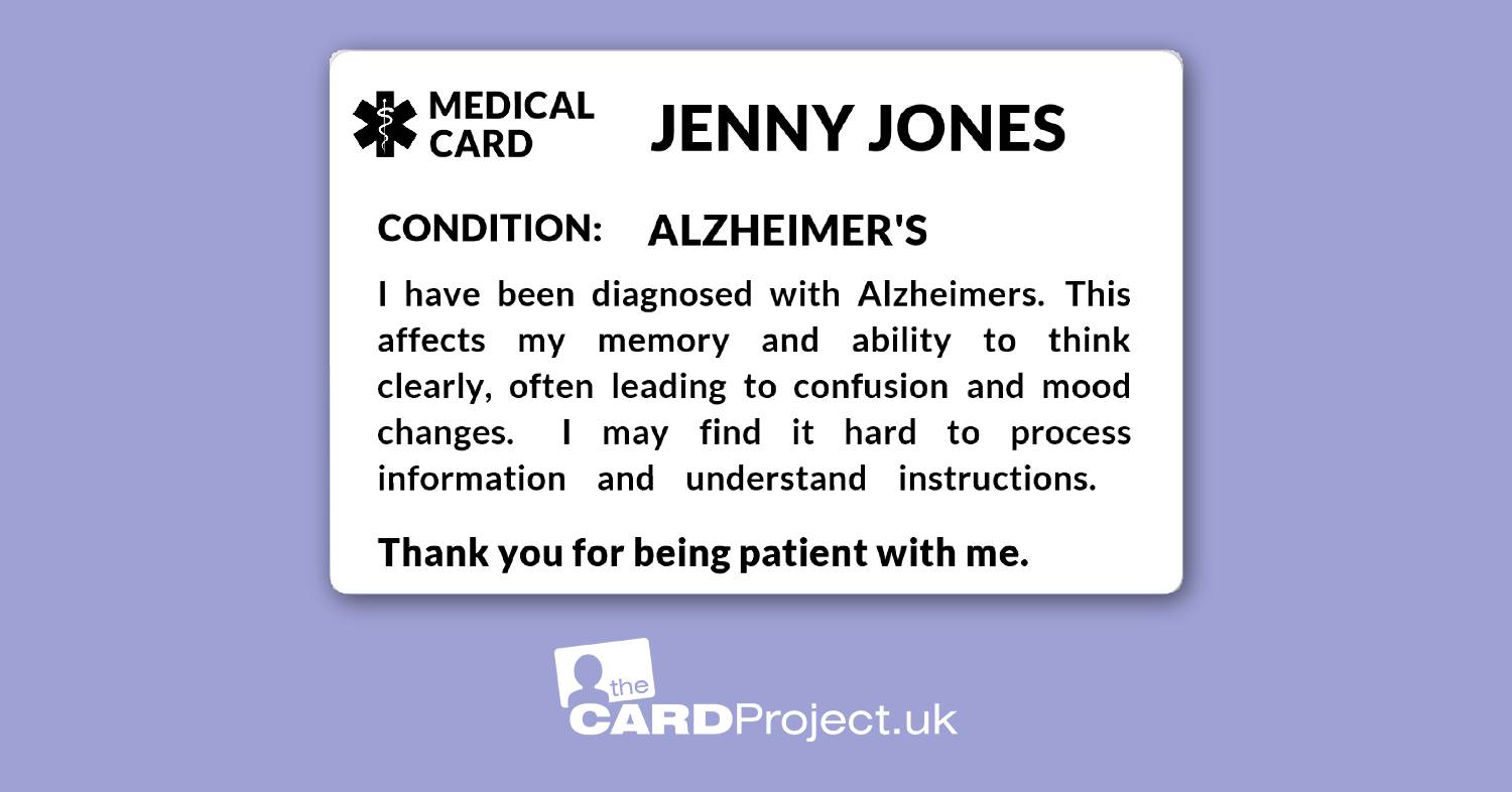 Alzheimer's Awareness Mono Medical ID Alert Card  (FRONT)